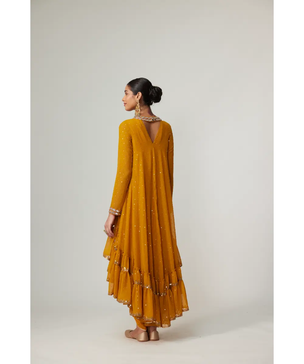 VVANI VATS - Mustard Dhoti Kurta with Dupatta Set